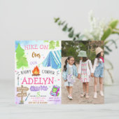 ガールハッピーキャンプ誕生日写真 招待状 (スタンド正面)