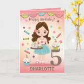 ガールハッピーバースデーカード |任意の年齢を追加  カード (黄色い花)