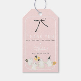 ガールハロウィーン幽霊とブラックボウベビーシャワー ギフトタグ