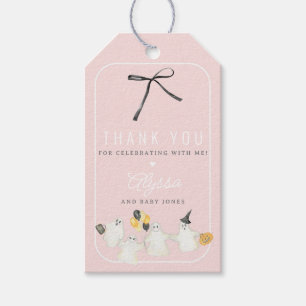 ガールハロウィーン幽霊とブラックボウベビーシャワー ギフトタグ