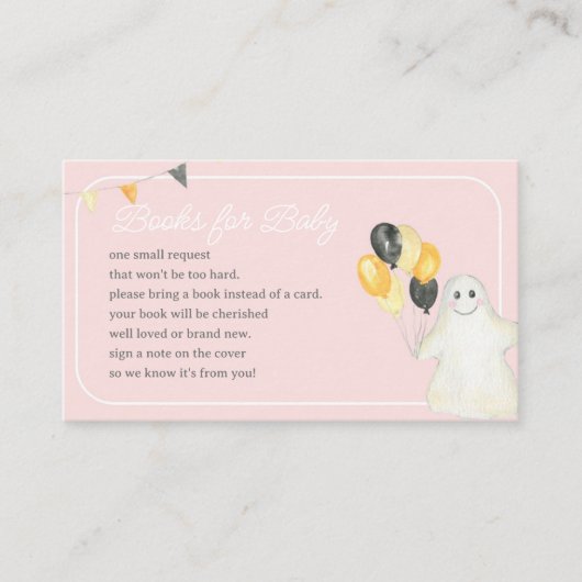 ガールハロウィーン幽霊赤ちゃんシャワー予約リクエスト エンクロージャーカード (正面)