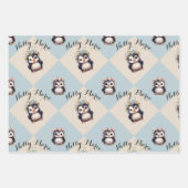 ガールバイリンガルハッピーバースデー用かわいいペンギン ラッピングペーパーシート (正面2)