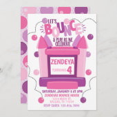 ガールバウンスハウスバースデーパーティーの招待 招待状 (正面/裏面)