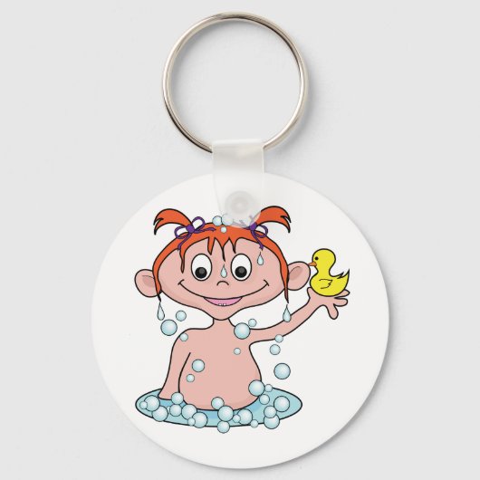 ガールバスタイムおもしろいとゴムのアヒルとバブル キーホルダー (正面)