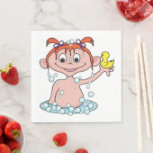 ガールバスタイムおもしろいとゴムのアヒルとバブル スタンダードランチョンナプキン (インサイチュ)