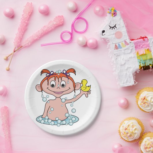 ガールバスタイムおもしろいとゴムのアヒルとバブル ペーパープレート (パーティー)