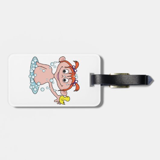 ガールバスタイムおもしろいとゴムのアヒルとバブル ラゲッジタグ (裏面横)