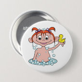 ガールバスタイムおもしろいとゴムのアヒルとバブル 缶バッジ (正面&裏面)