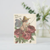 ガールバタフライウイング魚釣りリールバラ ポストカード (スタンド正面)