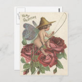 ガールバタフライウイング魚釣りリールバラ ポストカード (正面/裏面)