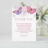 ガールバタフライテーマ1st誕生日パーティーありがとう サンキューカード (スタンド正面)