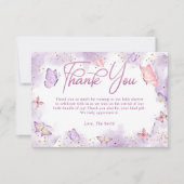 ガールバタフライベビーシャワーサンキューカード サンキューカード (正面)