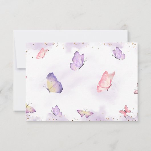 ガールバタフライベビーシャワーサンキューカード サンキューカード (裏面)