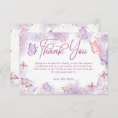 ガールバタフライベビーシャワーサンキューカード サンキューカード (正面/裏面)