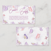 ガールバタフライベビーシャワーブックリクエストエンクロージャ プレイスカード (正面/裏面)