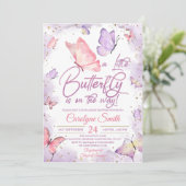 ガールバタフライベビーシャワー招待状 招待状 (スタンド正面)