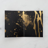 ガールバックきらめくゴールデン夕べドレス誕生日 カード (内部)