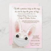 ガールバニーうさぎマスクオンライン赤ちゃんシャワーでドライブ 招待状 (正面/裏面)