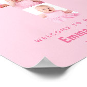 ガールバプティスクロスフォトコラージュピンク《キリスト教》洗礼式や命名式 ポスター (角)