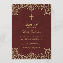 ガールバプティスバエレガントルガンディ金ゴールドクロスヴィンテージ 招待状