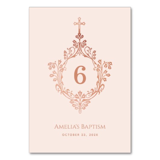 ガールバプティスピンクエレガントバラ金ゴールドクロスオンクレスト テーブルナンバー (裏面)