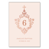 ガールバプティスピンクエレガントバラ金ゴールドクロスオンクレスト テーブルナンバー (正面)