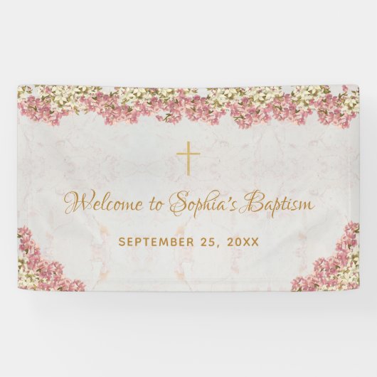 ガールバプティスピンクフローラ蘭金ゴールド歓迎 横断幕 (横)