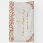 ガールバプティスピンクフローラ蘭金ゴールド歓迎 横断幕 (縦)