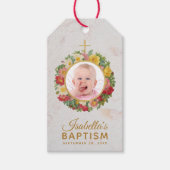 ガールバプティスフォトバラリースフローラ大理石 ギフトタグ (正面)