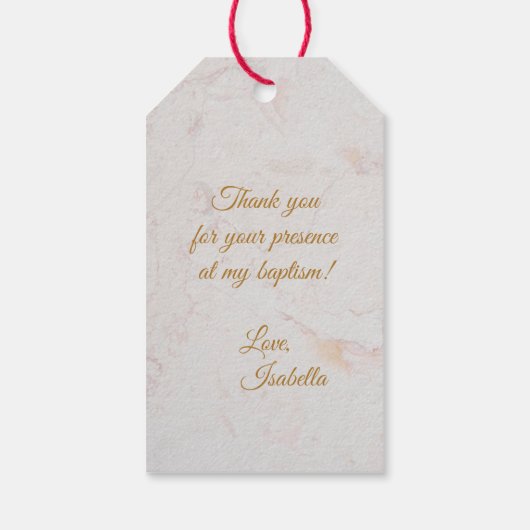 ガールバプティスフォトバラリースフローラ大理石 ギフトタグ (裏面)