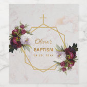 ガールバプティスブルガンディペオニーズマーブル金ゴールドフローラ ワインラベル (シングルラベル)