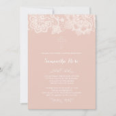 ガールバプティスマ招待状ピンクレース 招待状 (正面)