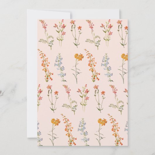 ガールバプティスワイルドフラワーズピンクアーチ《キリスト教》洗礼式や命名式 招待状 (裏面)