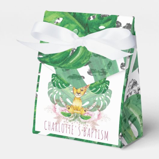 ガールバプテスマまたは誕生日ライオンイラストレーション フェイバーボックス (正面サイド)