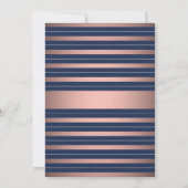 ガールバプテスマエレガントネイビーブルーピンクローズ金ゴールド 招待状 (裏面)