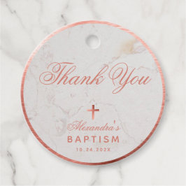 ガールバプテスマエレガントバラ金ゴールドマーブルサンキューファ フェイバータグ