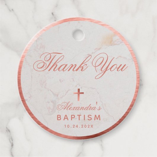 ガールバプテスマエレガントバラ金ゴールドマーブルサンキューファ フェイバータグ (正面)