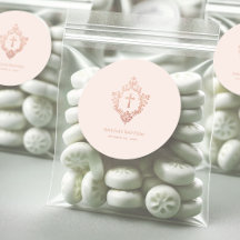 ガールバプテスマバラ金ゴールドピンクヴィンテージクロスインクレスト