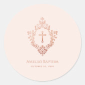 ガールバプテスマバラ金ゴールドピンクヴィンテージクロスインクレスト ラウンドシール (正面)