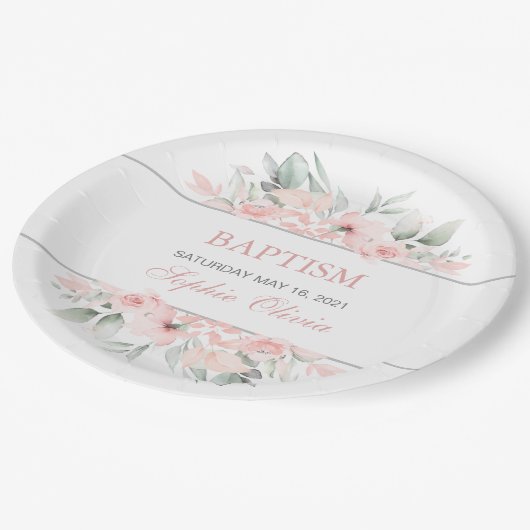 ガールバプテスマパーティー用品食器 ペーパープレート (アングル)