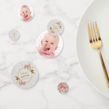 ガールバプテスマフローラピンクオーキッズマーブル金ゴールド写真