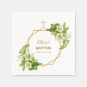 ガールバプテスマフローラリリー金ゴールドクロス幾何学模様 スタンダードカクテルナプキン (正面)