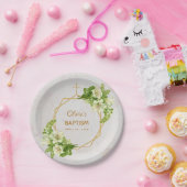 ガールバプテスマフローラリリー金ゴールド大理石幾何学模様 ペーパープレート (パーティー)