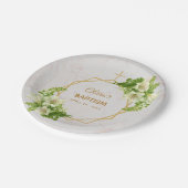 ガールバプテスマフローラリリー金ゴールド大理石幾何学模様 ペーパープレート (アングル)