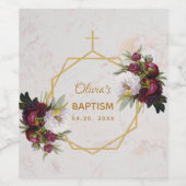 ガールバプテスマフローラ大理石金ゴールド牡丹蝶 ワインラベル (シングルラベル)