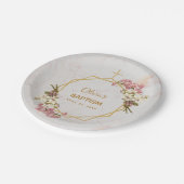 ガールバプテスマフローラ蘭金ゴールド大理石幾何学 ペーパープレート (アングル)