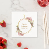 ガールバプテスマフローラ蘭金ゴールド幾何学モダン スタンダードカクテルナプキン (インサイチュ)