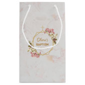 ガールバプテスマフローラ金ゴールドピンクオーキッズマーブル スモールペーパーバッグ (裏面)