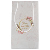 ガールバプテスマフローラ金ゴールドピンクオーキッズマーブル スモールペーパーバッグ (正面)