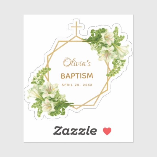 ガールバプテスマフローラ金ゴールドホワイトリエス幾何学模様 シール (シート)